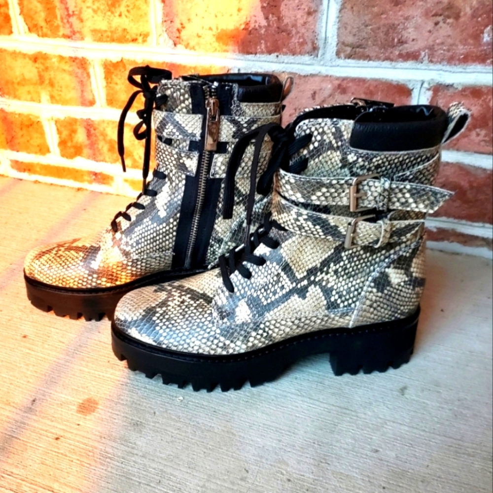 Dolce Vita Snake Print Combat Boots